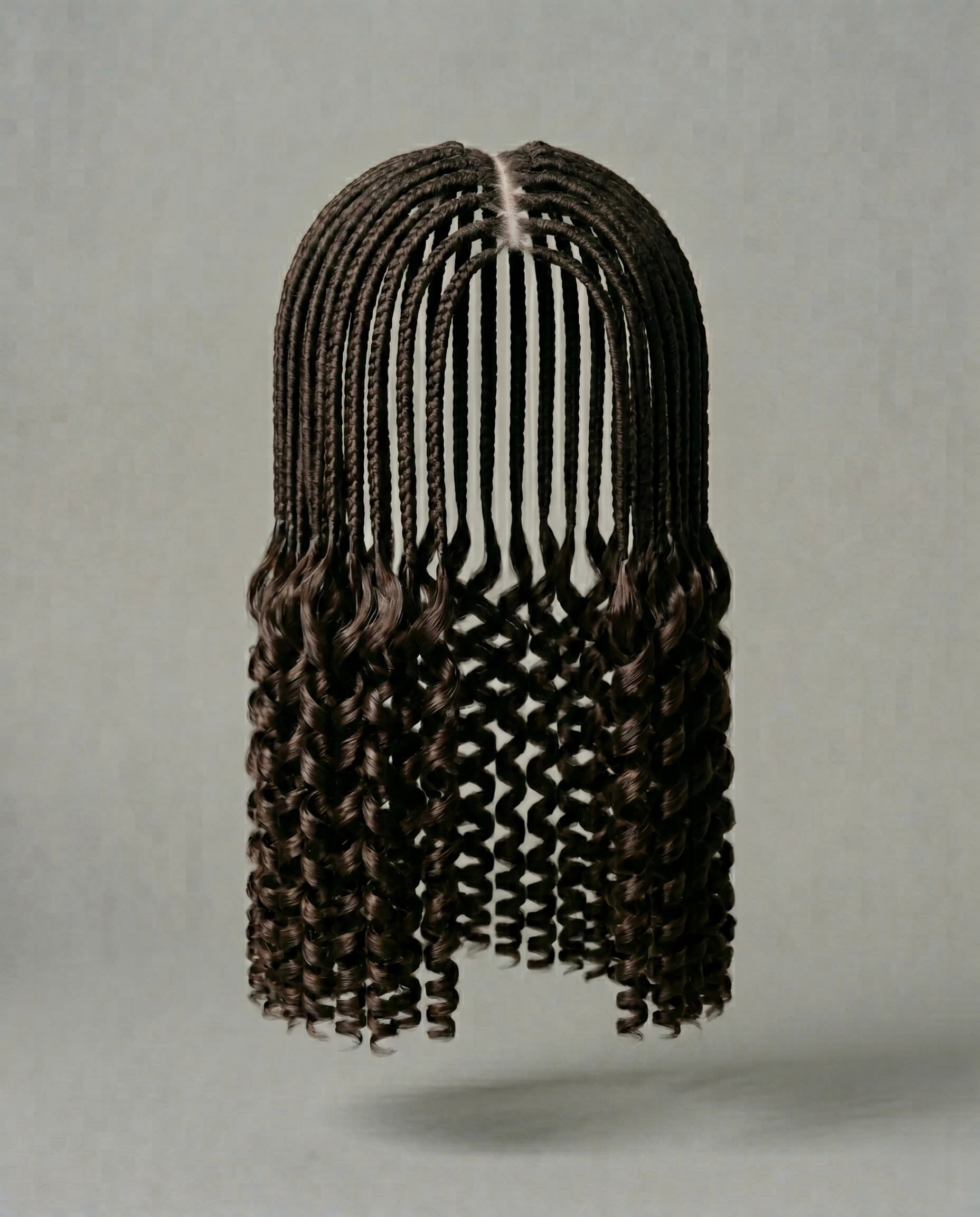 French curl braids, knotless braids finished with a soft curl from the middle down